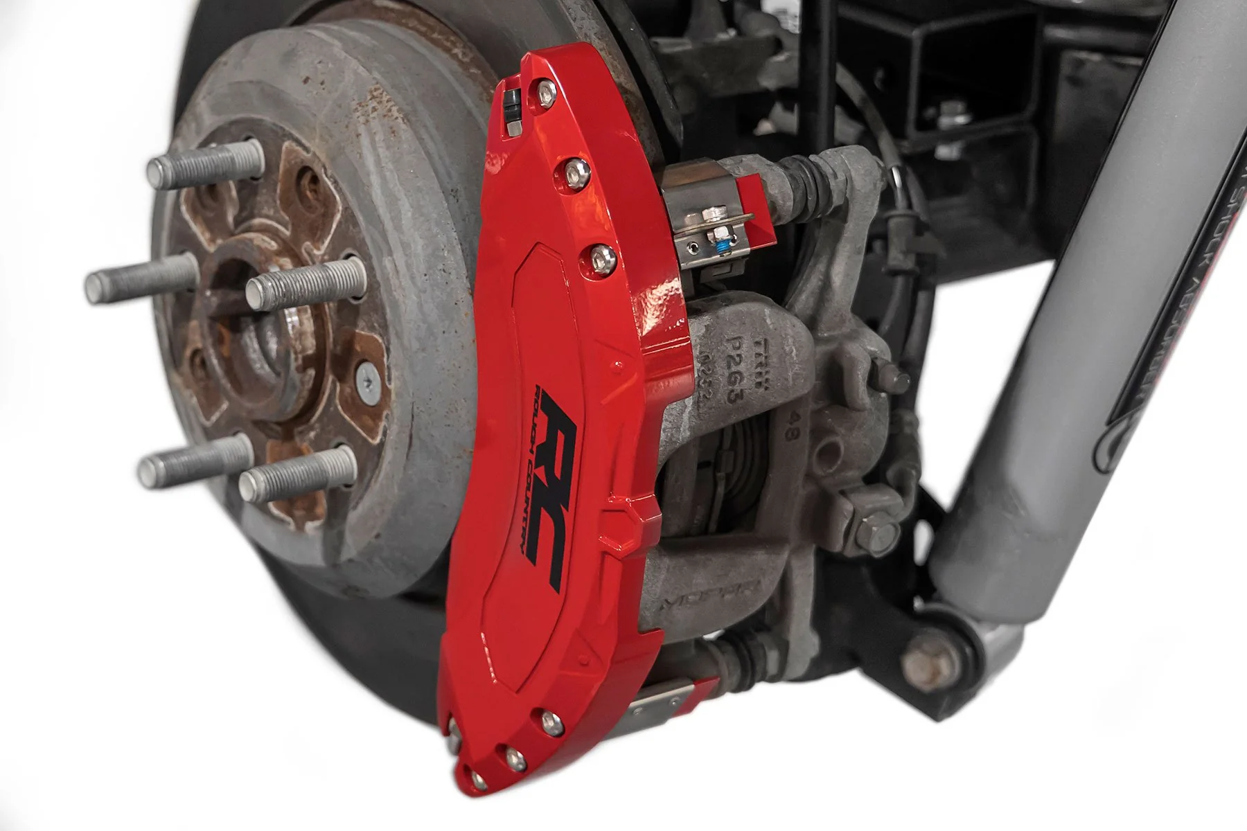 Rough Country Caliper Covers Rear Red Non-Sport for Jeep Gladiator JT 20-24/Wrangler JL 18-24 711422 - Image 2