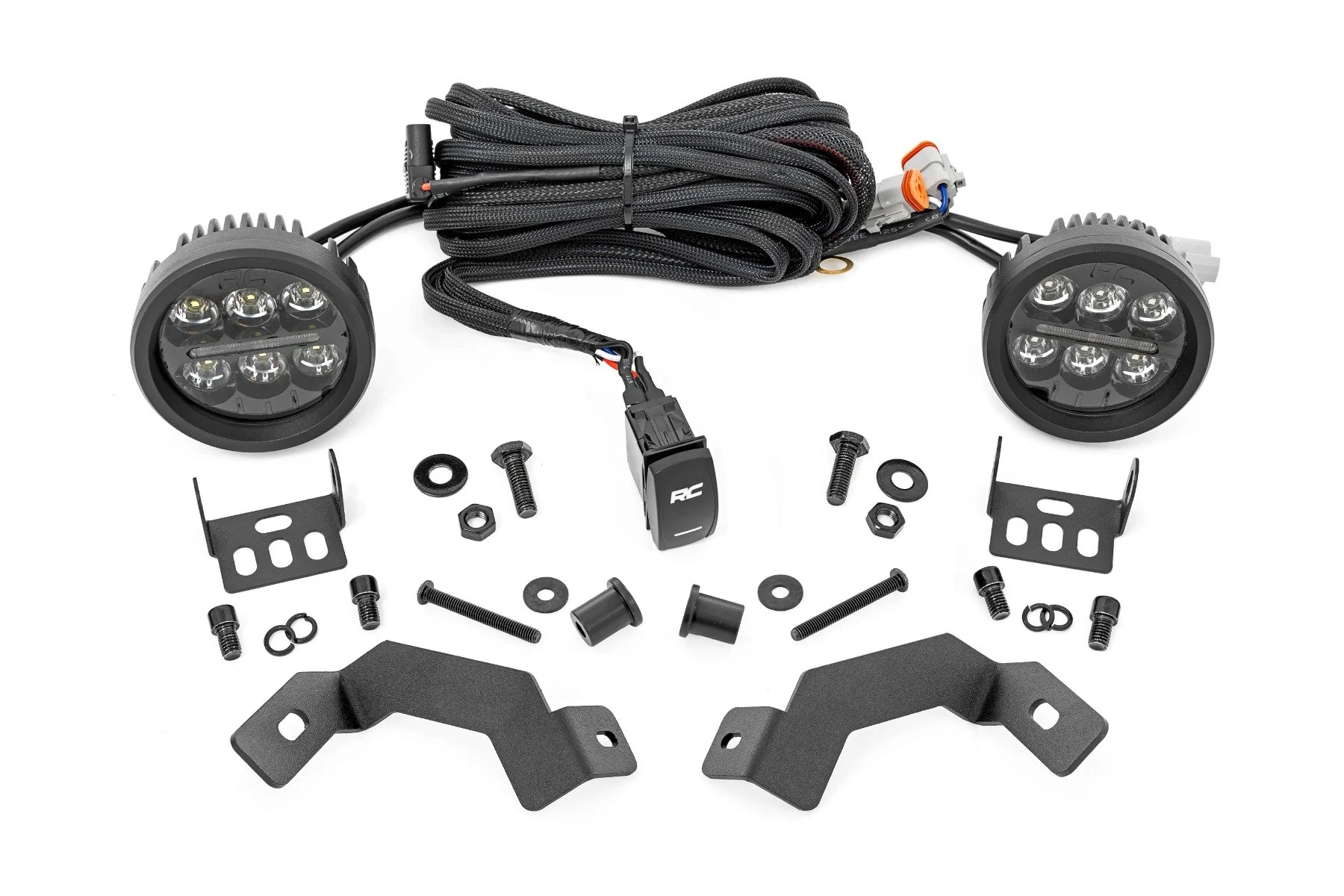 Rough Country LED Light Ditch Mounts Black Series 3.5" Amber DRL for Toyota Land Cruiser 2024 72117