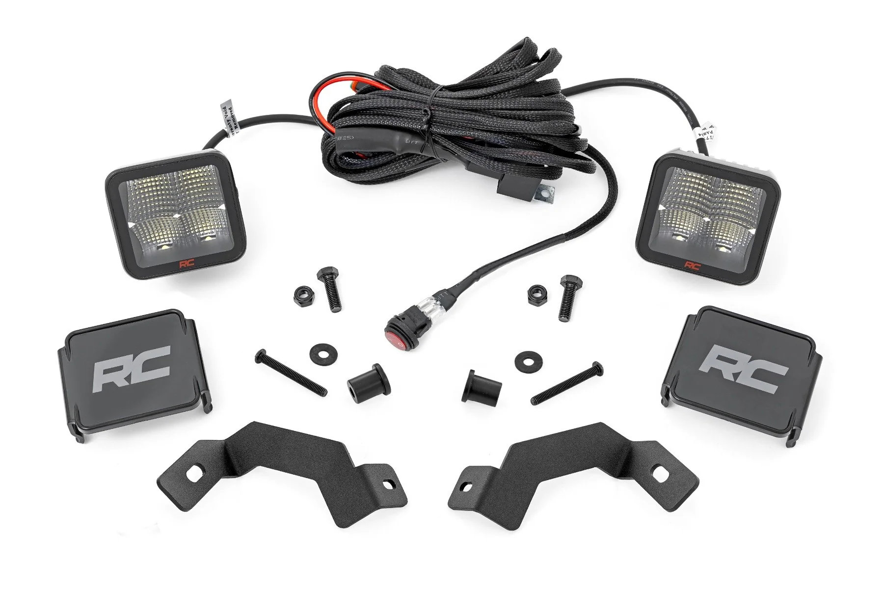 Rough Country LED Light Kit Ditch Mount 2" Spectrum Pair Spot for Toyota Land Cruiser 24-25 72118