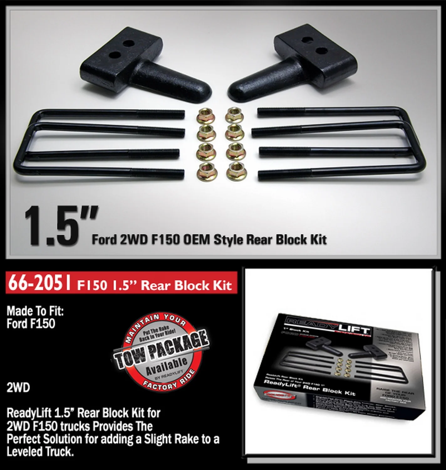 ReadyLift 1.5" Rear Block Kit for Ford F-150 2WD 2004-2020 - Image 2