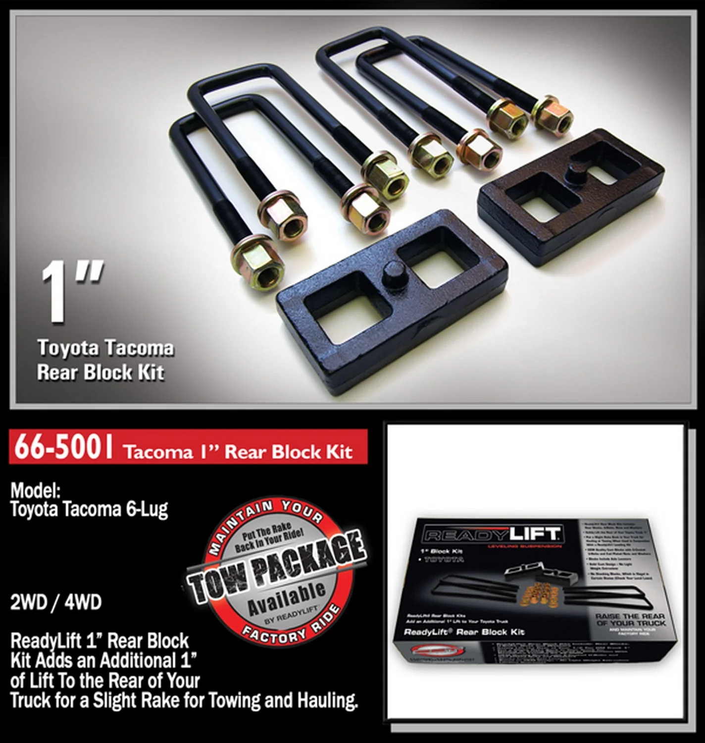 ReadyLift 1" Rear Block Kit for Toyota Tundra 1995-2021 Tacoma 1995-2023 - Image 2