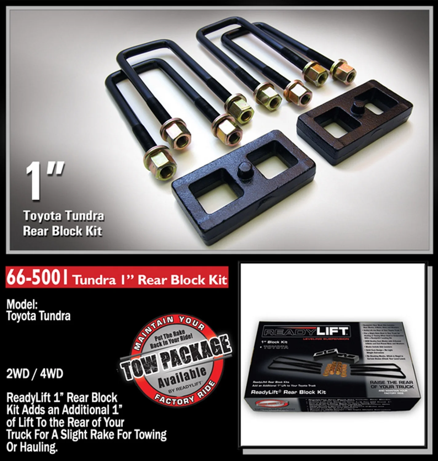ReadyLift 1" Rear Block Kit for Toyota Tundra 1995-2021 Tacoma 1995-2023 - Image 3
