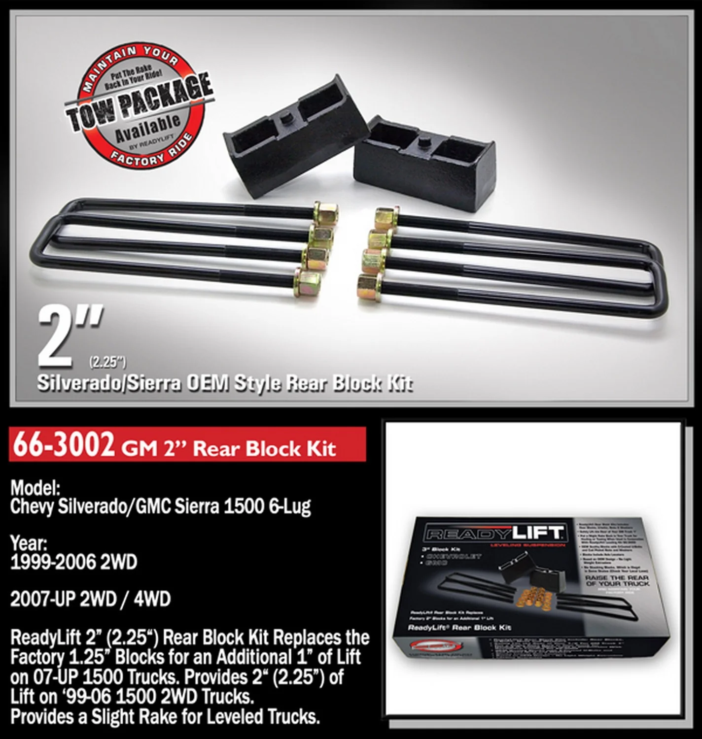ReadyLift 2.25" Rear Block Kit GM Silverado & Sierra 6-lug 1999-18 - Image 2