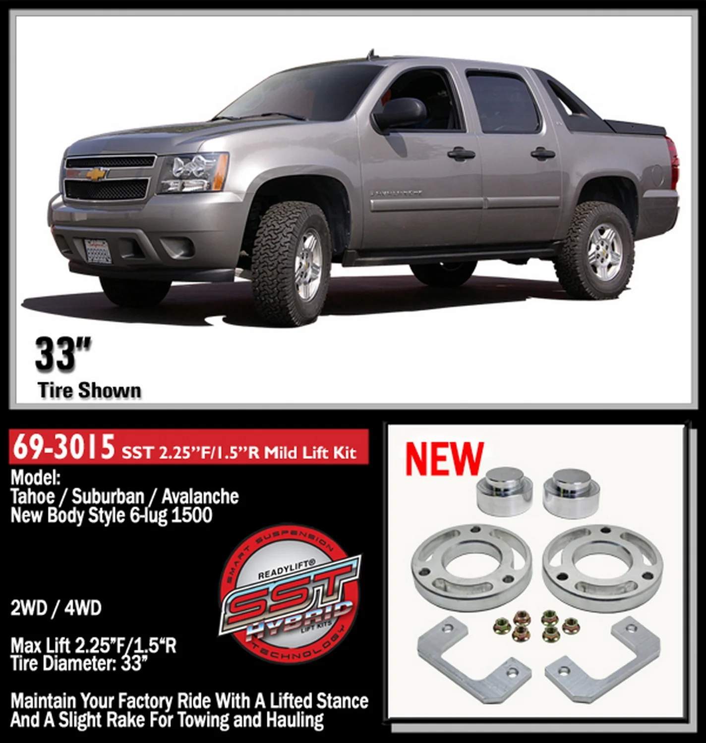 ReadyLift 2.25"F 1.5"R SST Lift Kit GM SUV 1500 2007-2020 - Image 2