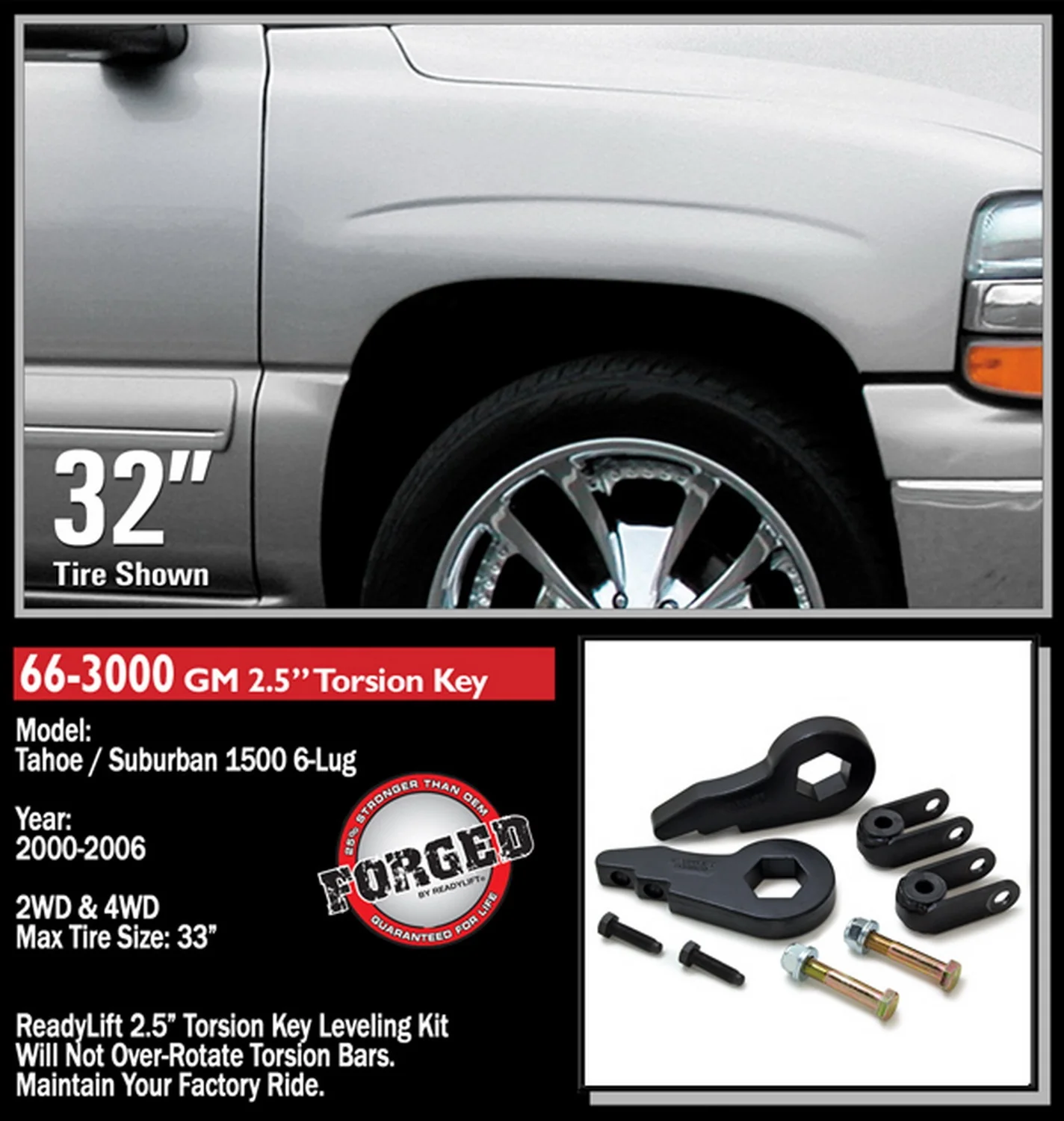 ReadyLift 2.5" Front Leveling Kit W Torsion Key GM Full-Size Truck SUV 1500 - Image 5