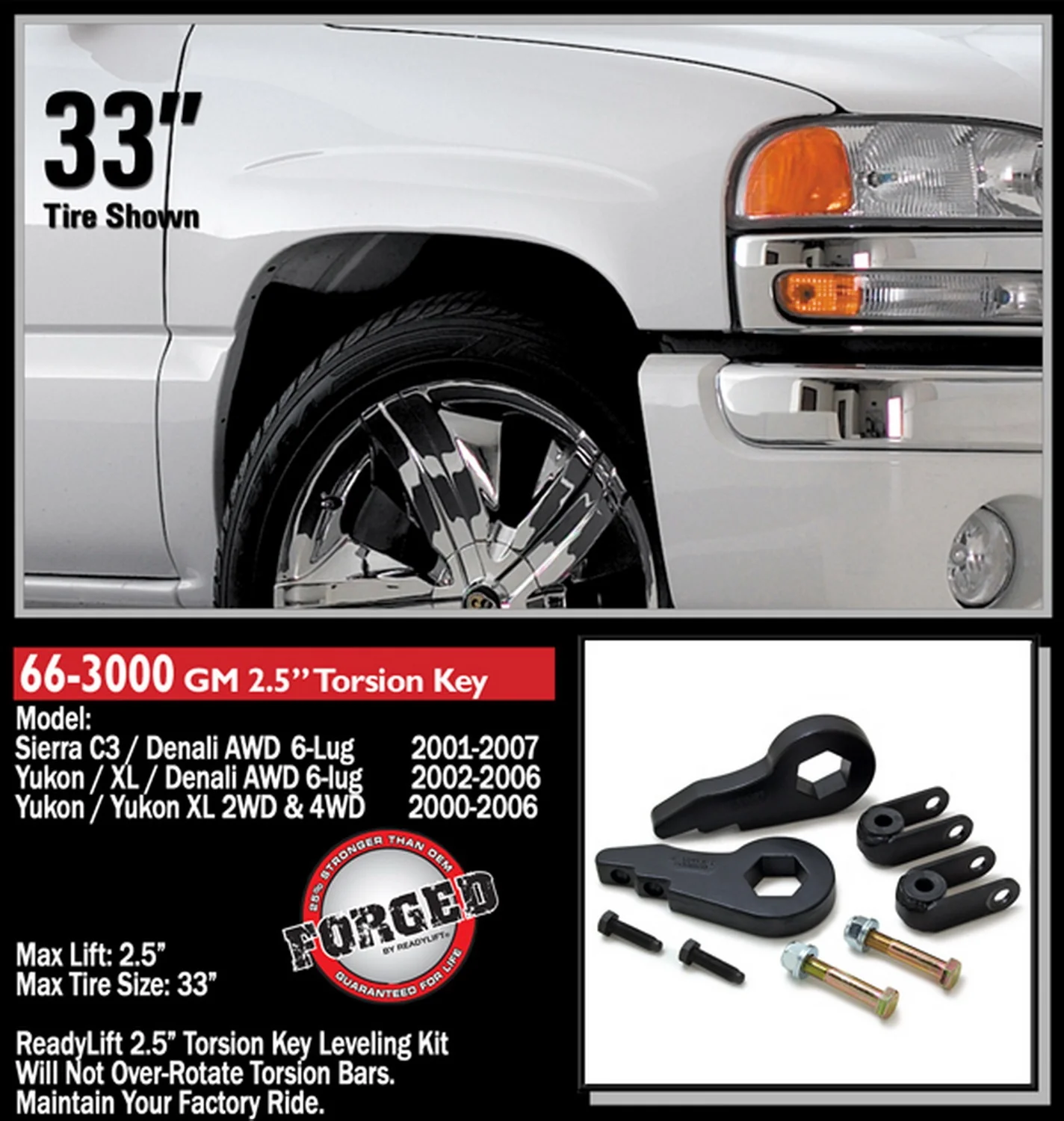 ReadyLift 2.5" Front Leveling Kit W Torsion Key GM Full-Size Truck SUV 1500 - Image 6