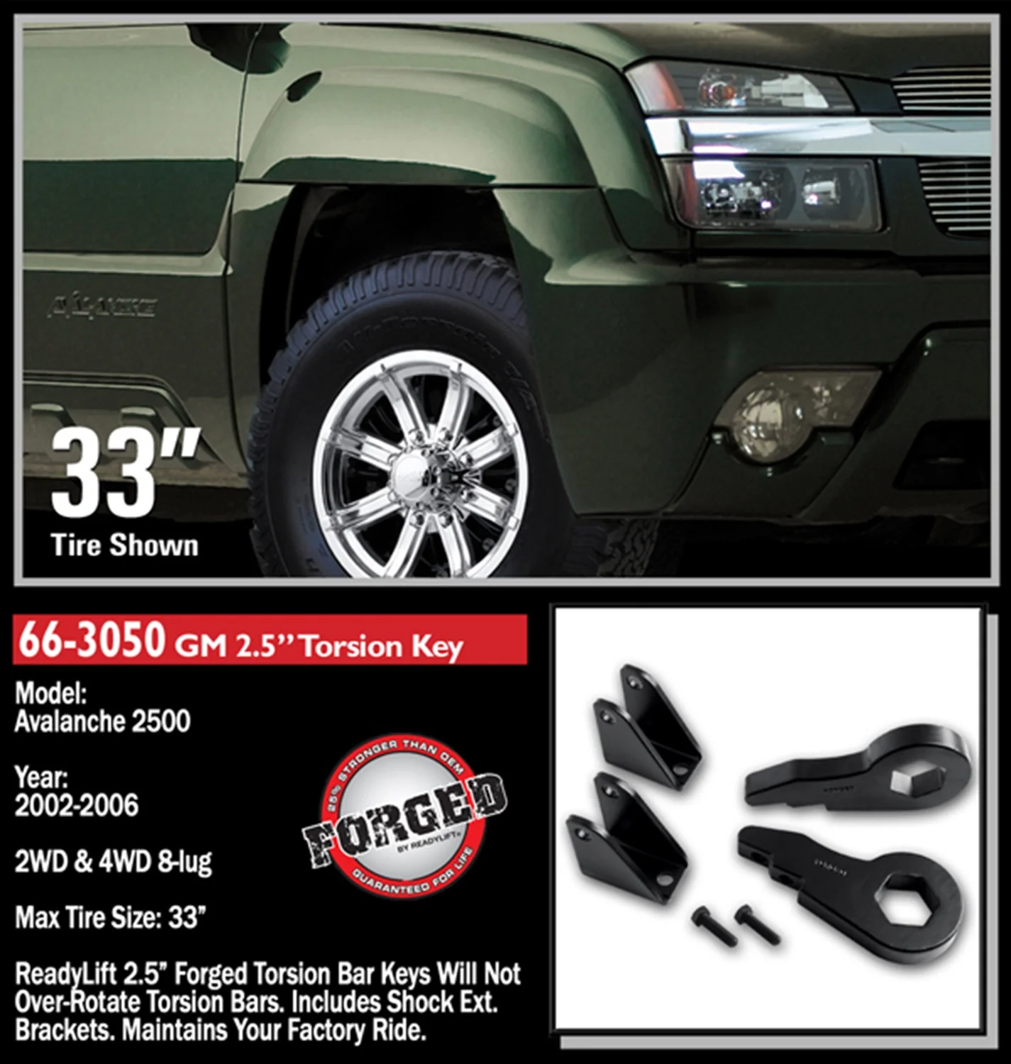ReadyLift 2.5" Leveling Kit W Forged Torsion Key GM Full-Size Truck SUV 00-12 - Image 2