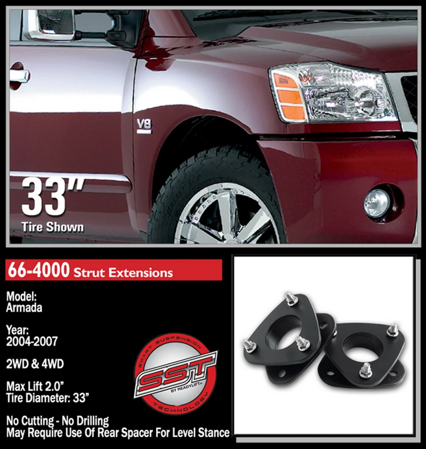 ReadyLift 2" Front Leveling Kit for Nissan Titan Armada QX56 2004-2007 - Image 3