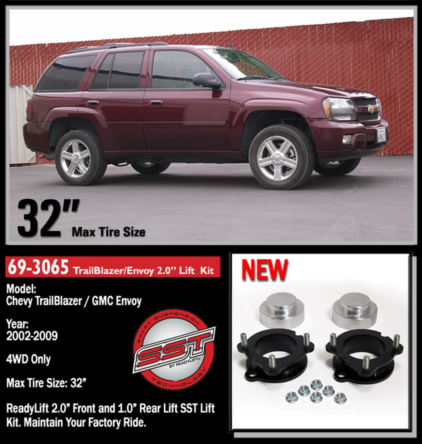 ReadyLift 2"F 1"R SST Lift Kit GM Trailblazer Envoy 2002-2009 - Image 2