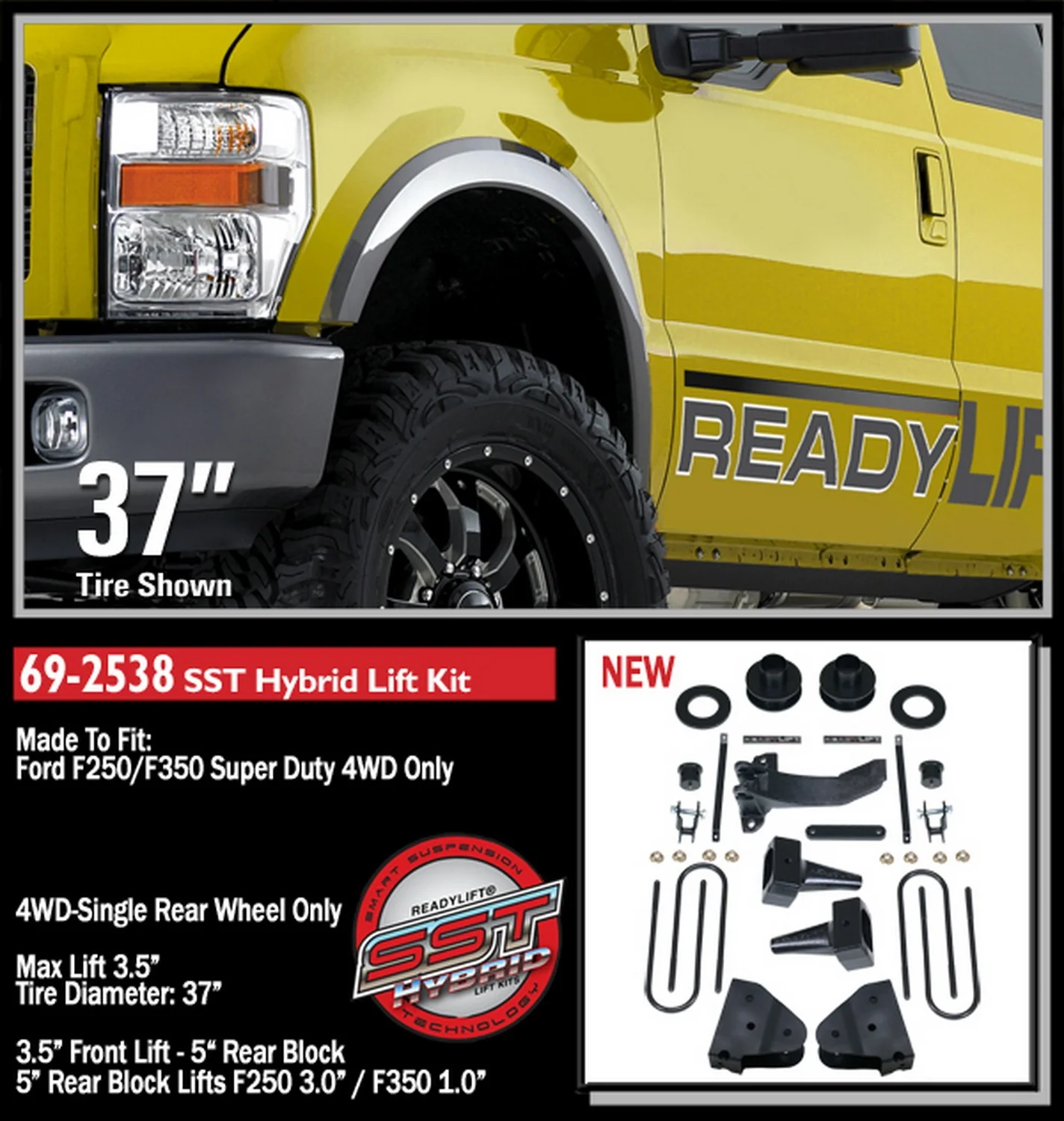 ReadyLift 3.5" SST Lift Kit for Ford SuperDuty F250 F350 F450 4WD 1-pc DL 11-16 - Image 2