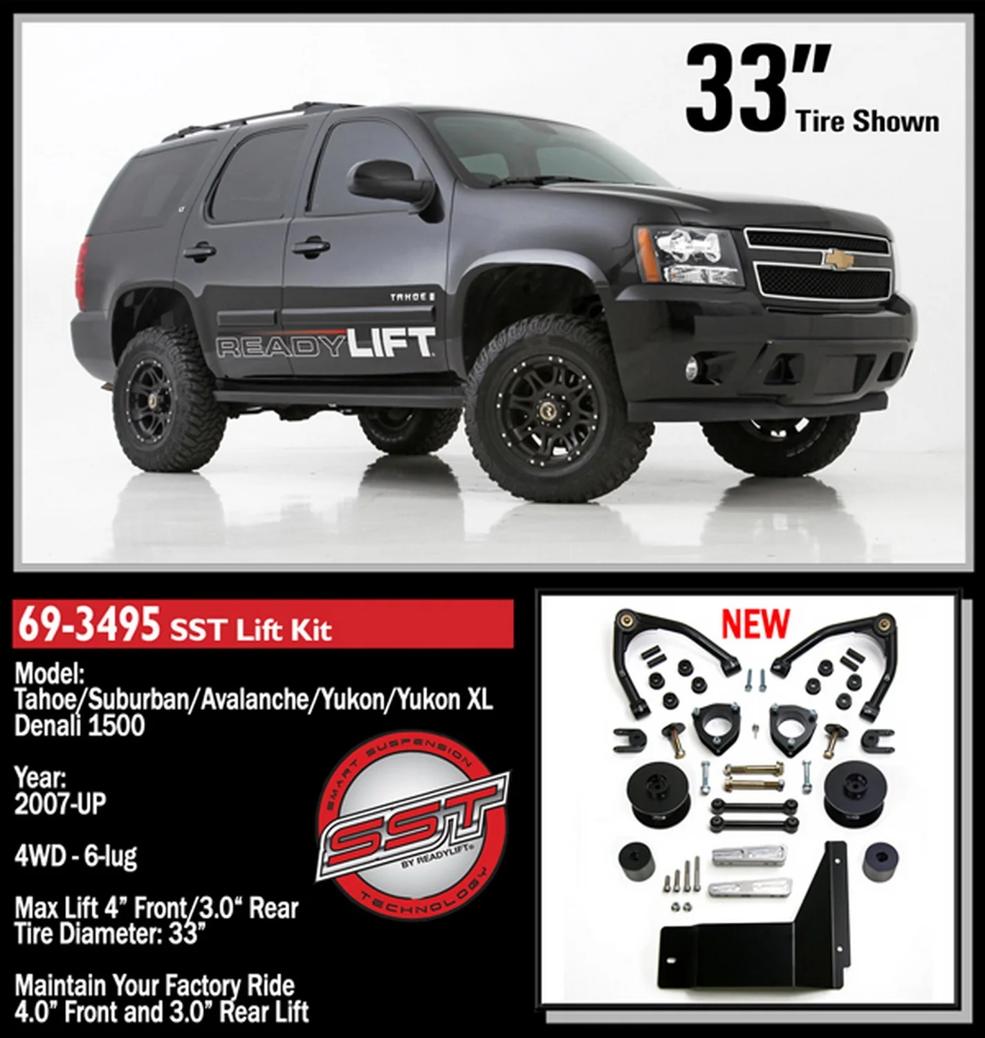 ReadyLift 4" SST Lift Kit GM Full-Size SUV 4WD 1500 2007-2014 - Image 2