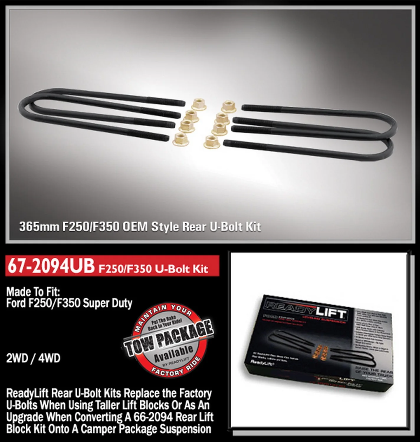 ReadyLift U-Bolt Kit 365 Mm for Ford SuperDuty F250 F350 4WD 1999-2010 - Image 2