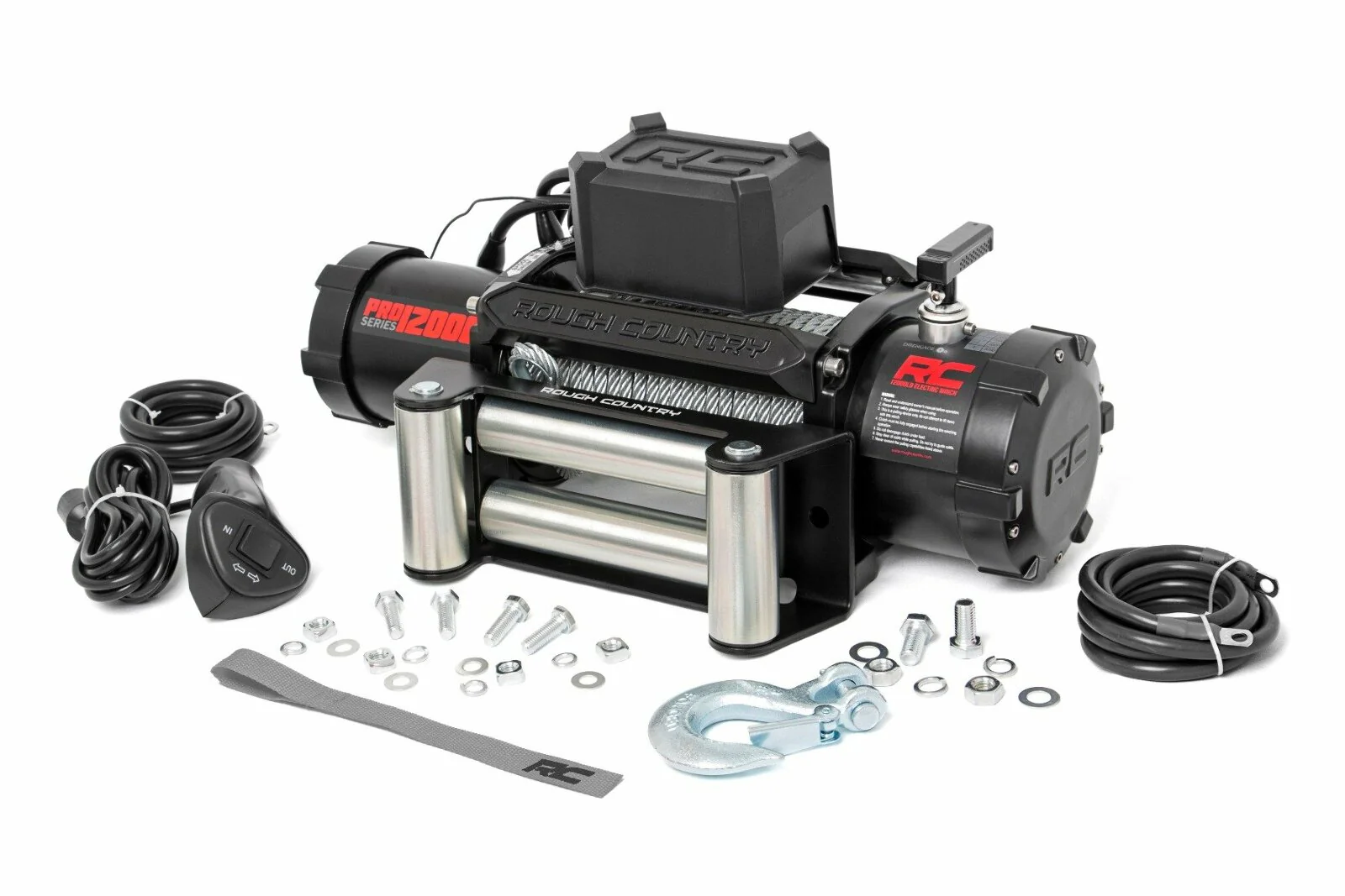 Rough Country 12000lb Pro Series Electric Winch Steel Cable PRO12000