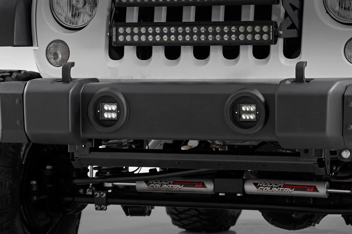Rough Country 2-inch Cree LED Fog Light Kit Black Series 10-18 Wrangler JK 70630 - Image 2