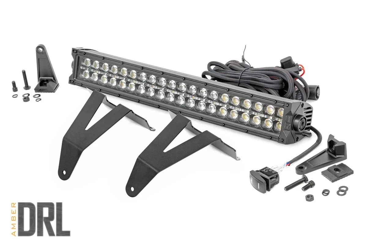 Rough Country 20" LED Bumper Kit BLK Ser w/Amber White DRL 19-20 RAM 1500 70779DRLA