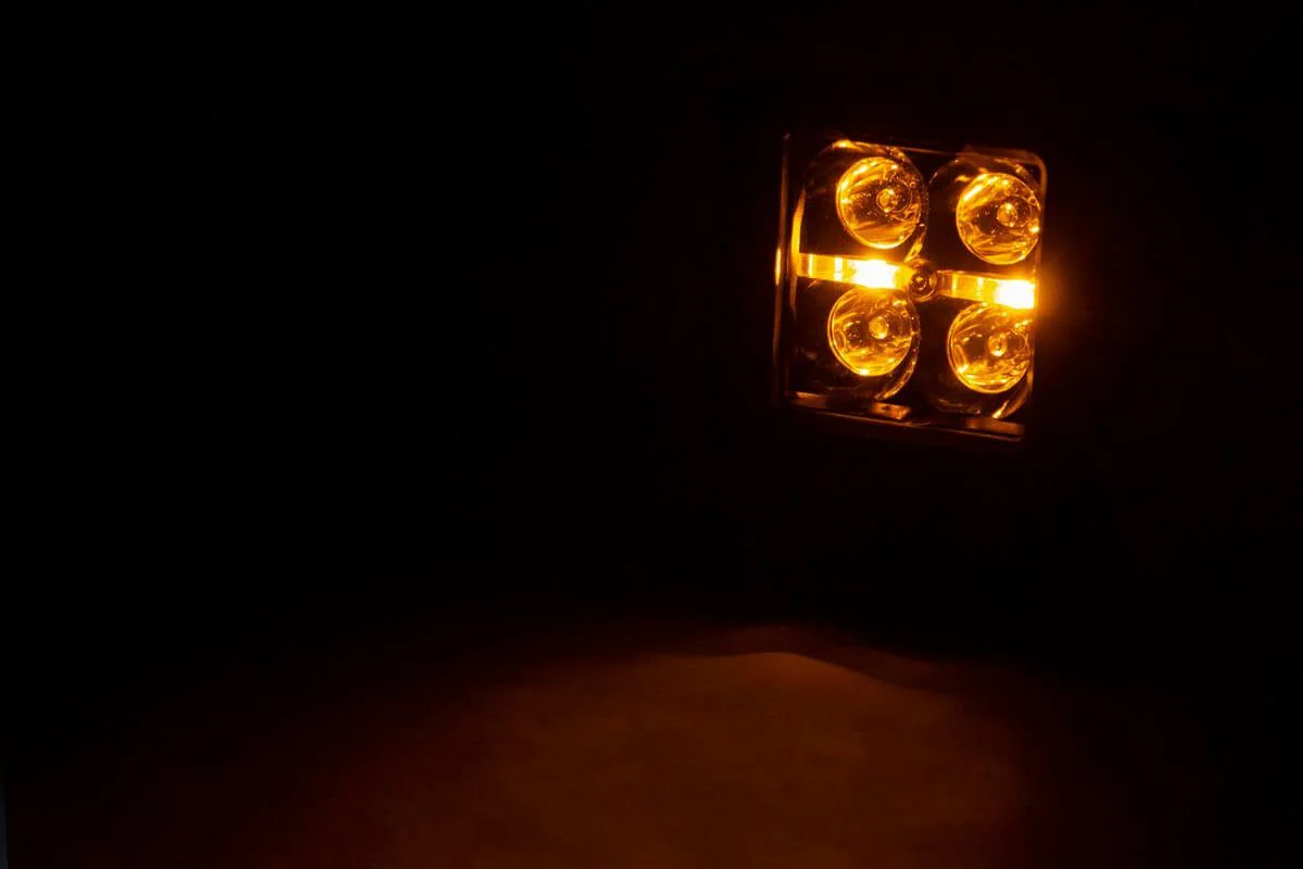 Rough Country 2"Square Flush Mount Cree LED Lights-Pair Black Series Amber DRL 70803BLKDRLA - Image 2