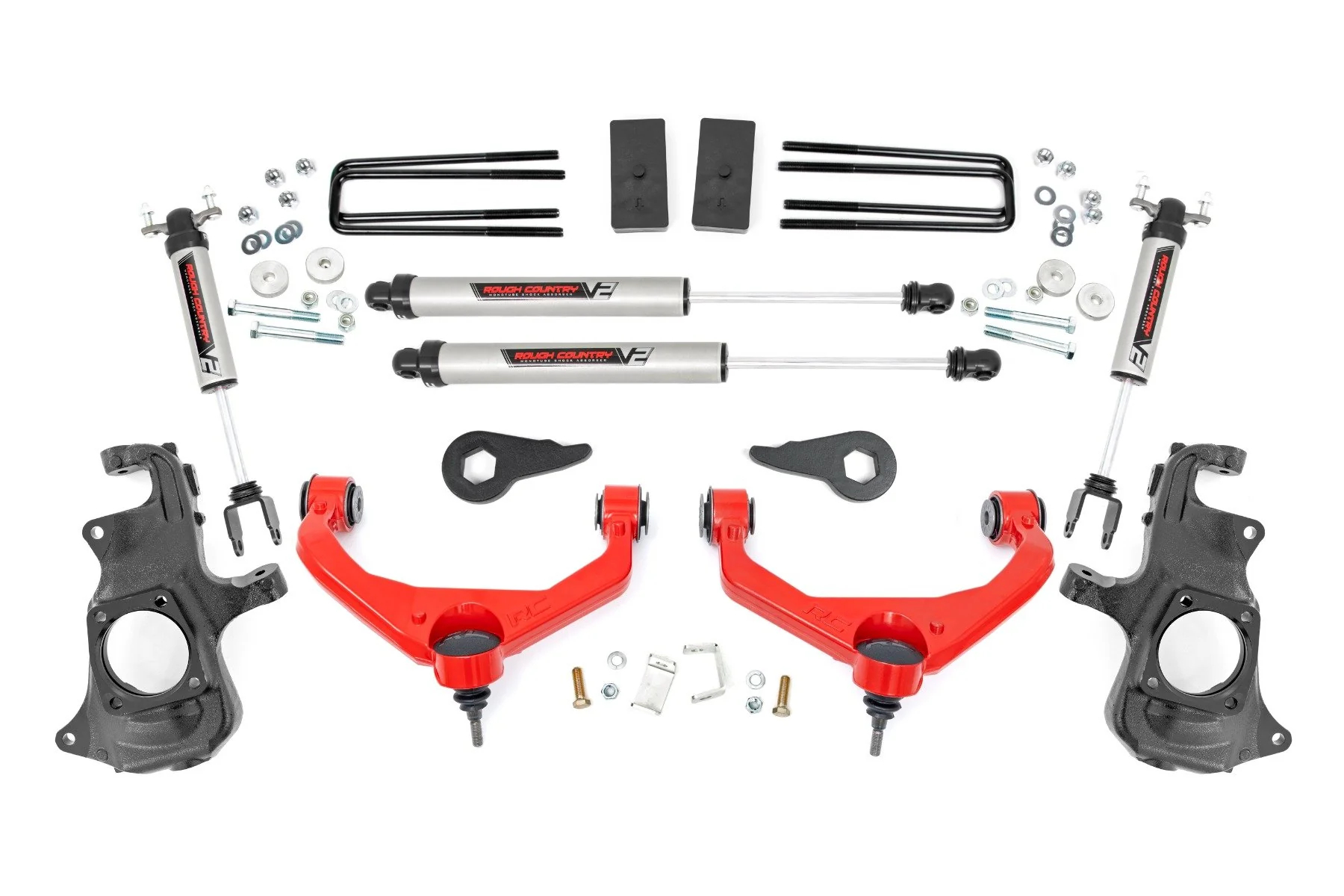 Rough Country 3.5" Lift kit For Chevy/GMC 2500HD/3500HD V2 shocks 11-19 95770RED