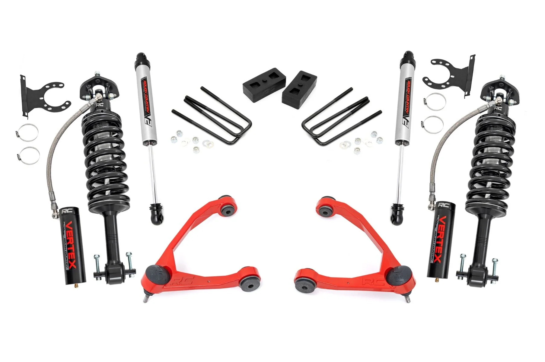 Rough Country 3.5" Lift Kit for Chevy/GMC 1500 07-13 w/UCA Cast Steel Vertex/V2 19857RED