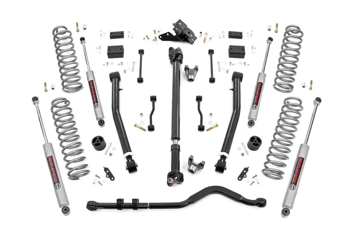 Rough Country 3.5" Lift Kit Stage2 Coils Adj Arms 18-20 for Wrangler JL Rubicon 69131