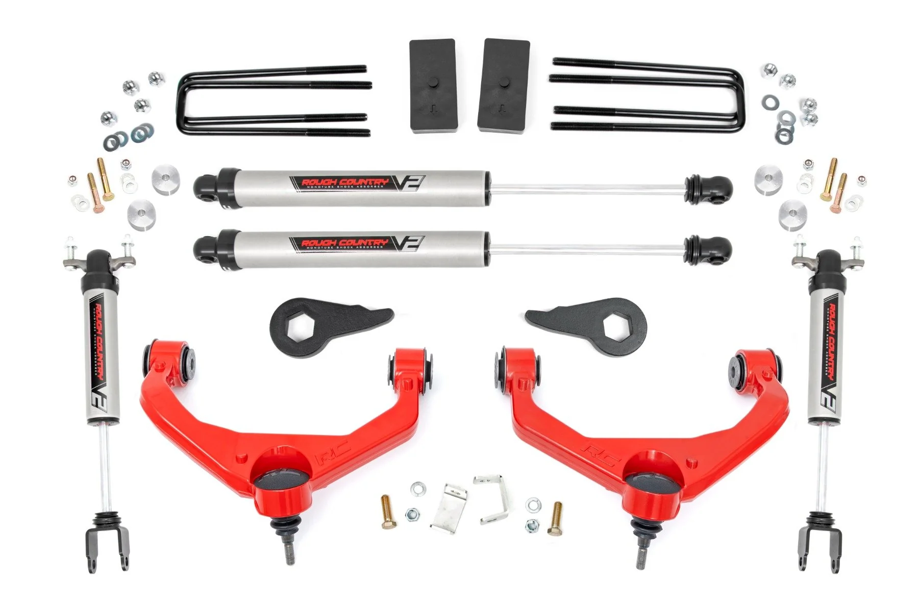 Rough Country 3.5" Lift Kit for Chevy/GMC 2500HD/3500HD 11-19 V2 Shocks 95970RED