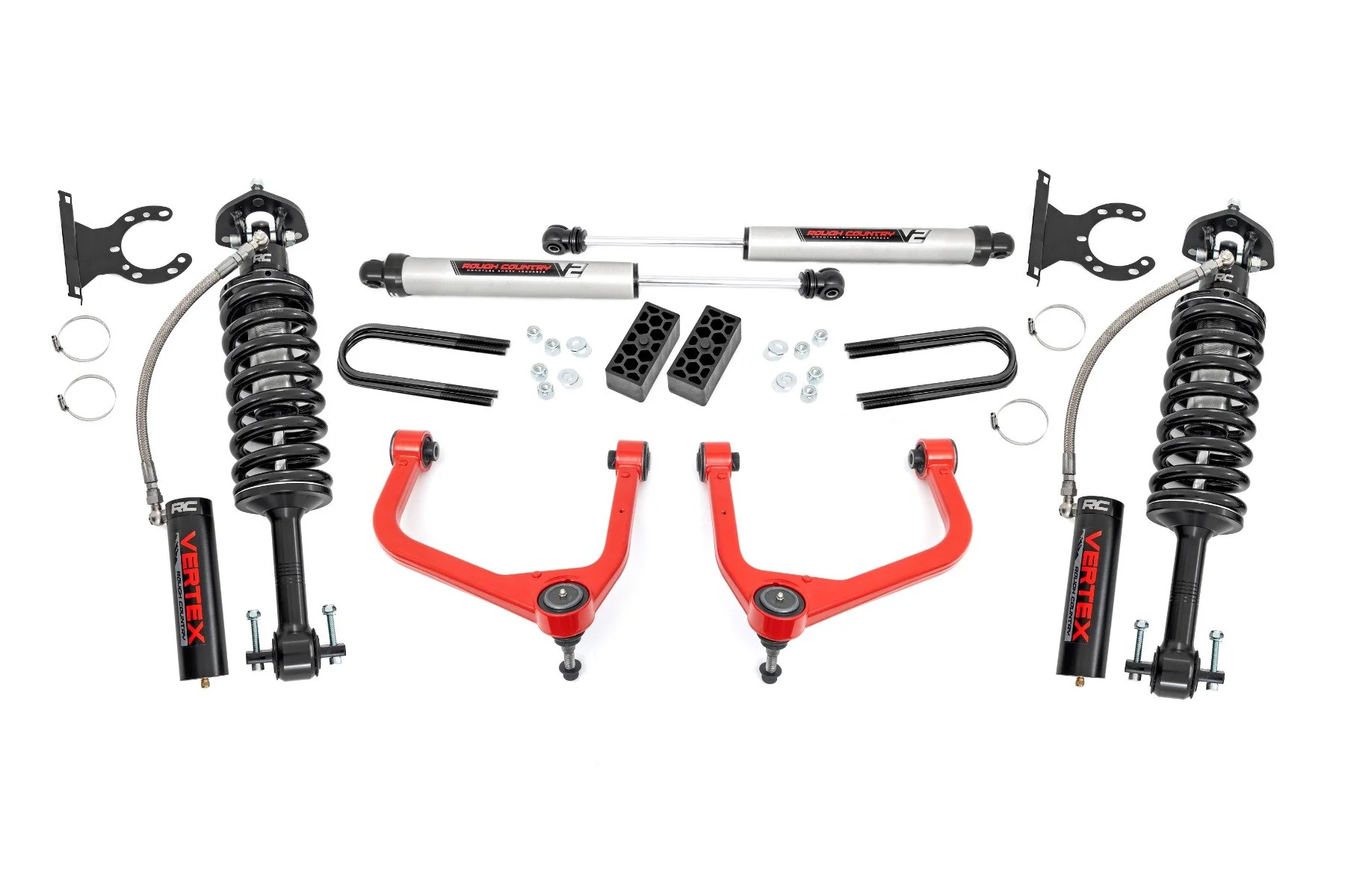 Rough Country 3.5" Lift Kit Vertex/V2 Rear Mono Leaf Chevy Silverado 1500 22-25 28257RED
