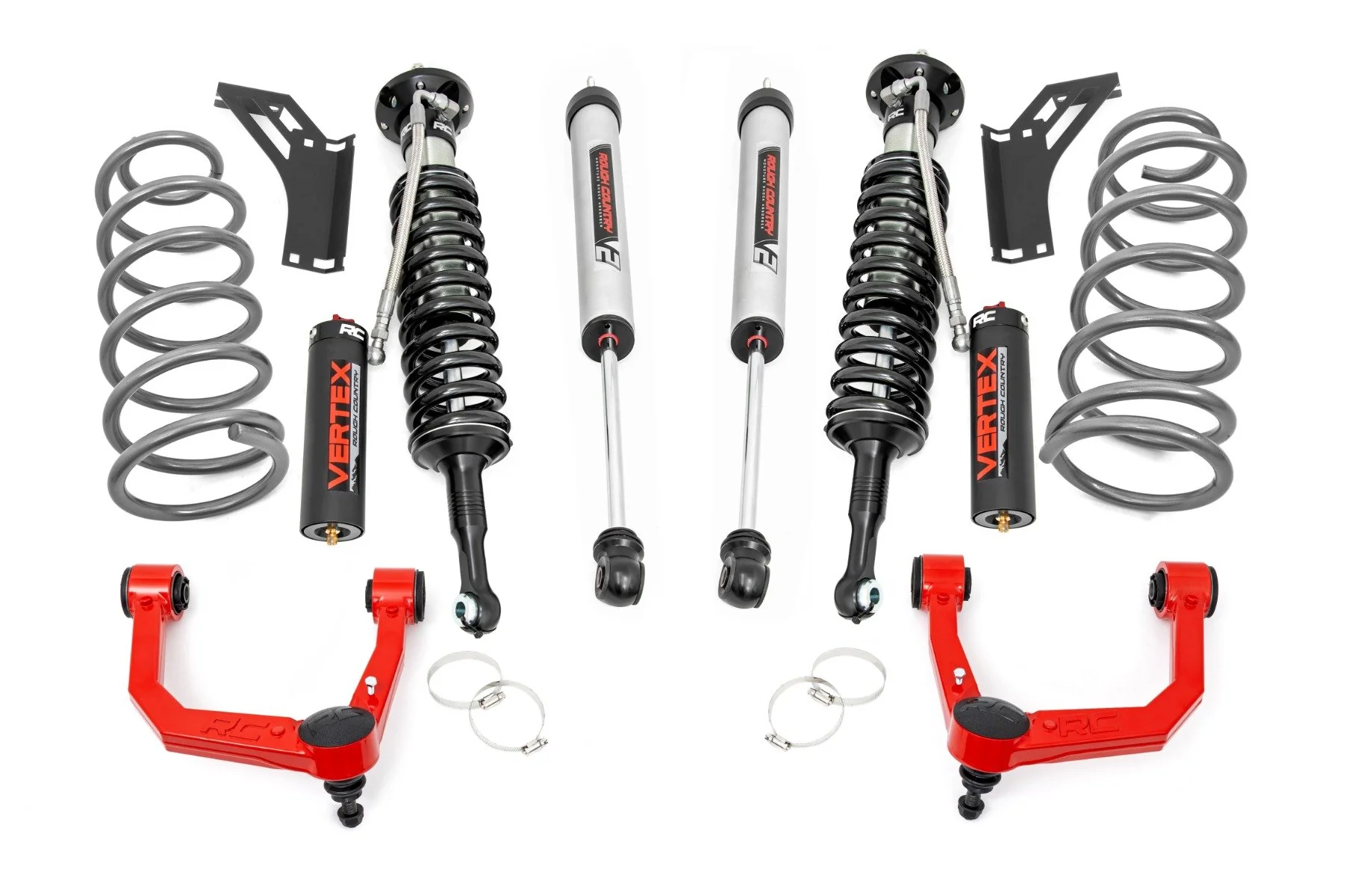Rough Country 3" Lift Kit Upper Arms RR Coils Vertex/V2 for Toyota 4Runner 10-24 76658RED