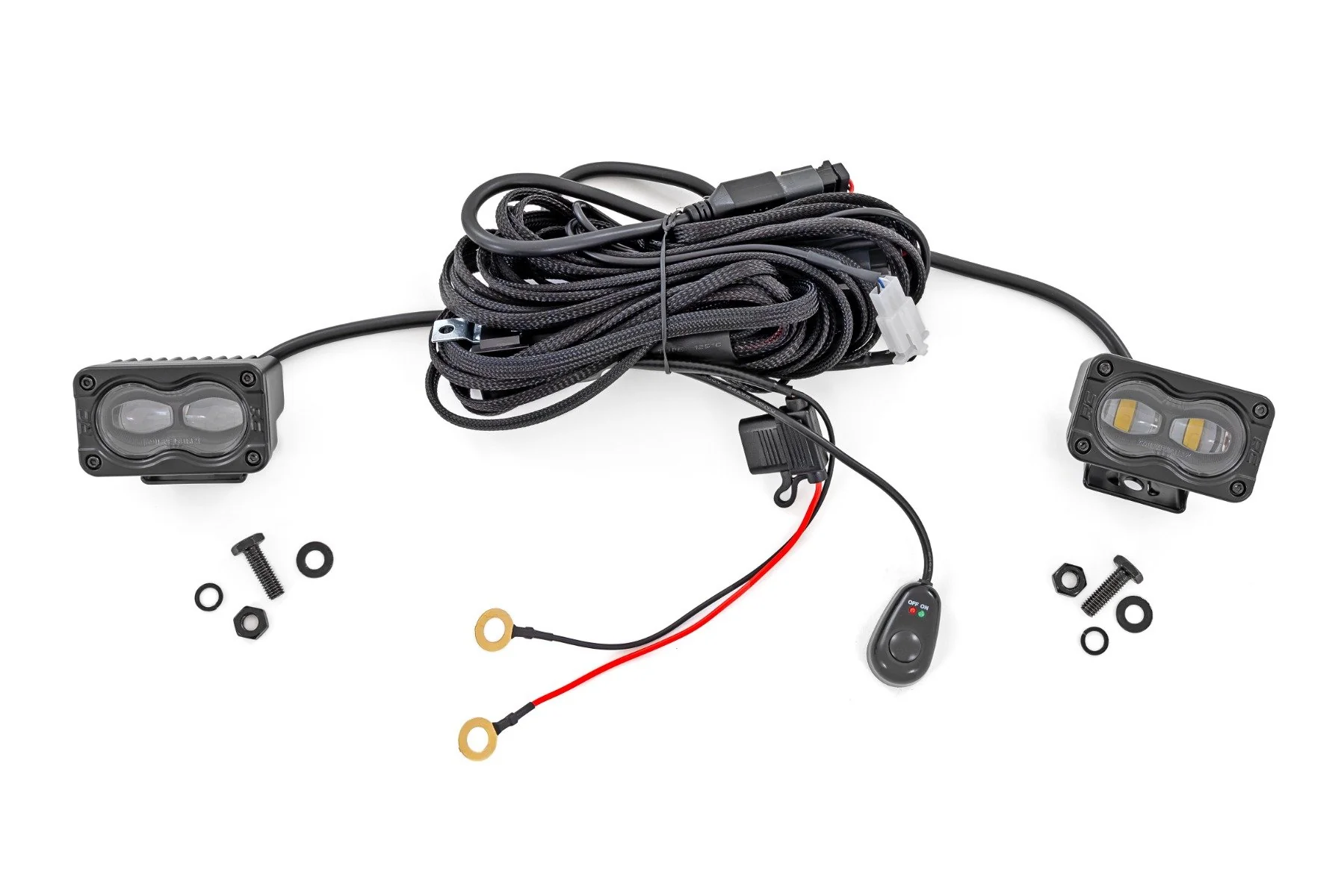Rough Country 3x1.75 Inch Black Series Yellow LED Slim Aux SAE Fog Pair 70911