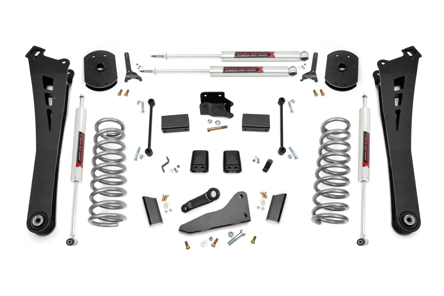 Rough Country 5 Inch Lift Kit FR Gas Coil Radius Arms M1 For Ram 250014-18 37340