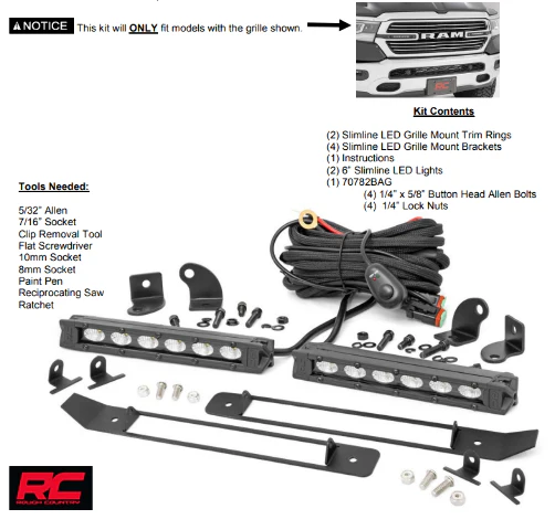 Rough Country Dodge Dual 6in LED Grille Kit Chrome Series 19-22 RAM 1500 70784 - Image 7