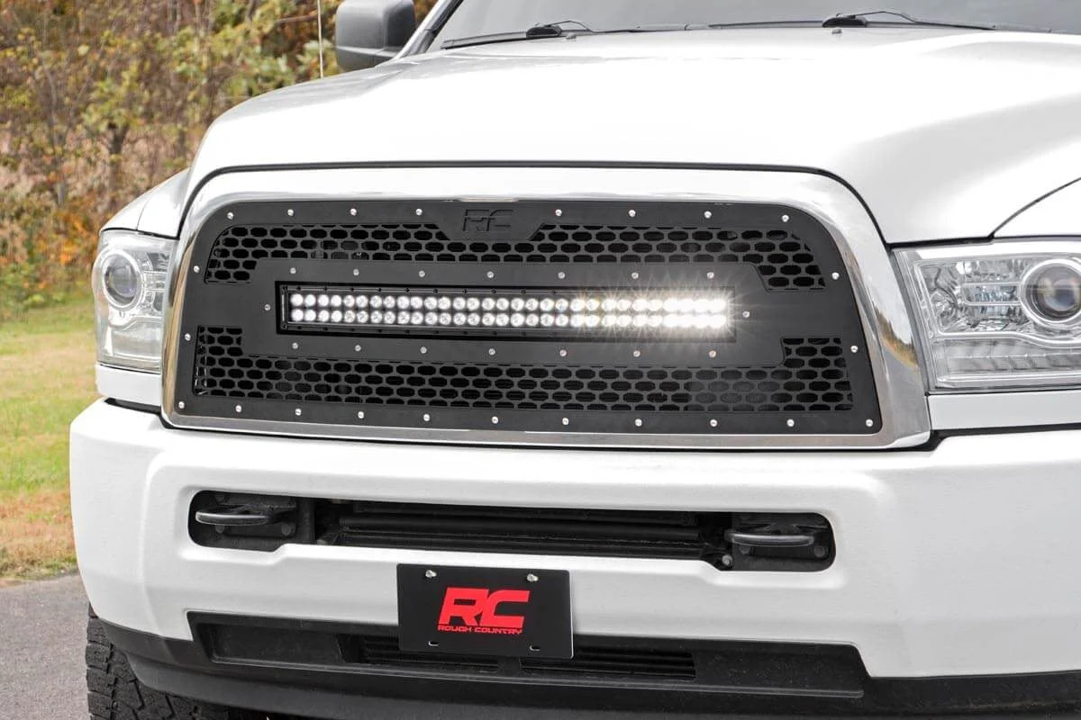 Rough Country Dodge Mesh Grille w/30in Dual Row Black Series LED 13-18 RAM F 70152 - Image 4
