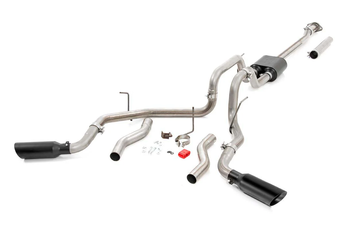 Rough Country Dual Cat-Back Exhaust System BLK Tips 09-14 F150 V8 96010