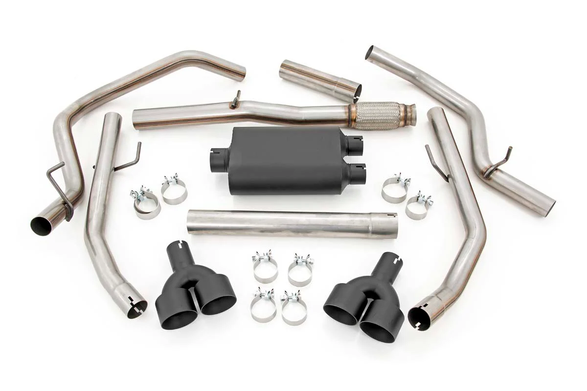 Rough Country Dual Cat-Back Exhaust w/ Black Tips 19-21 Chevy GMC 1500 6.2L 96014 - Image 4