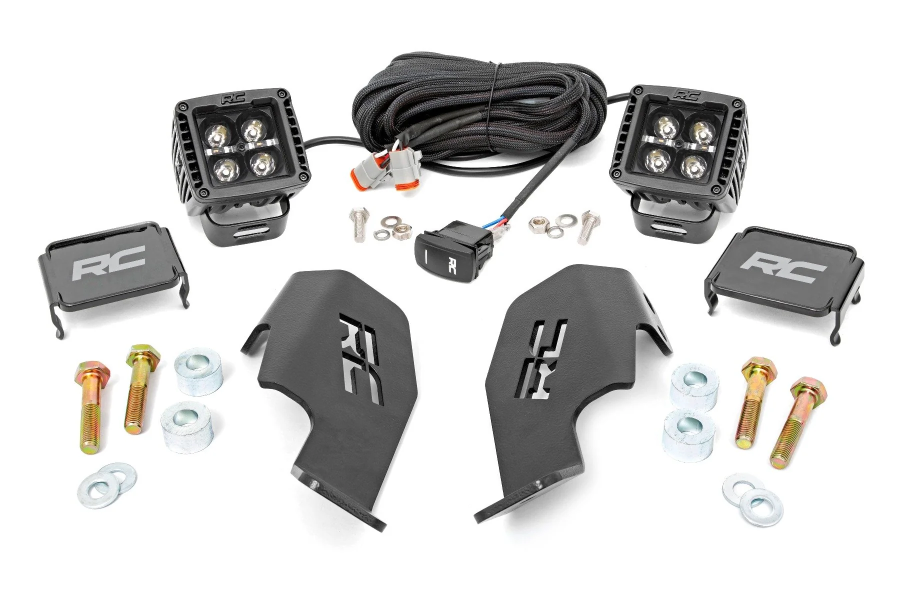 Rough Country Dual LED Cube Kit 19-20 Honda Talon Black Series Cool White 92034