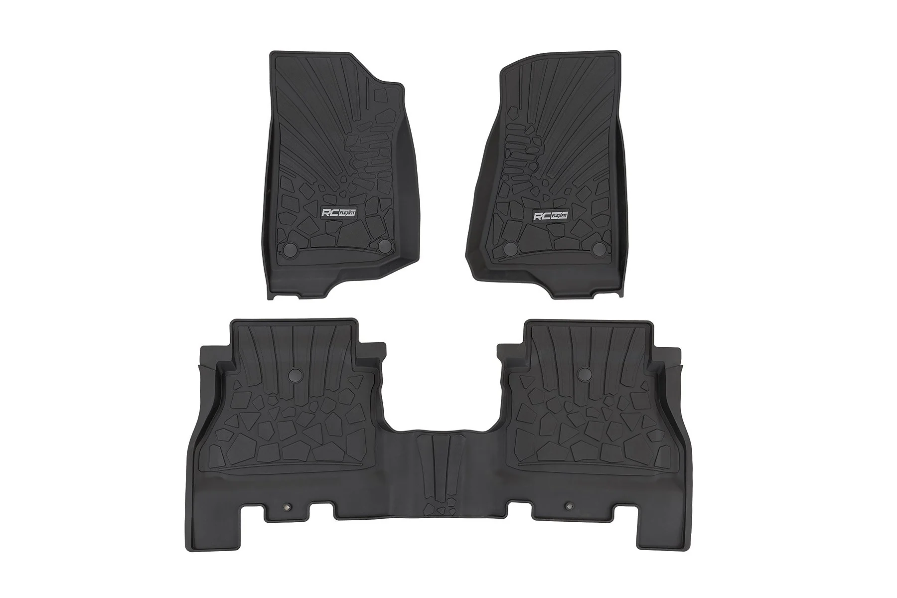 Rough Country Flex-Fit Floor Mats FR & RR 4Dr for Jeep Wrangler Unlimited 18-24 FF-60112