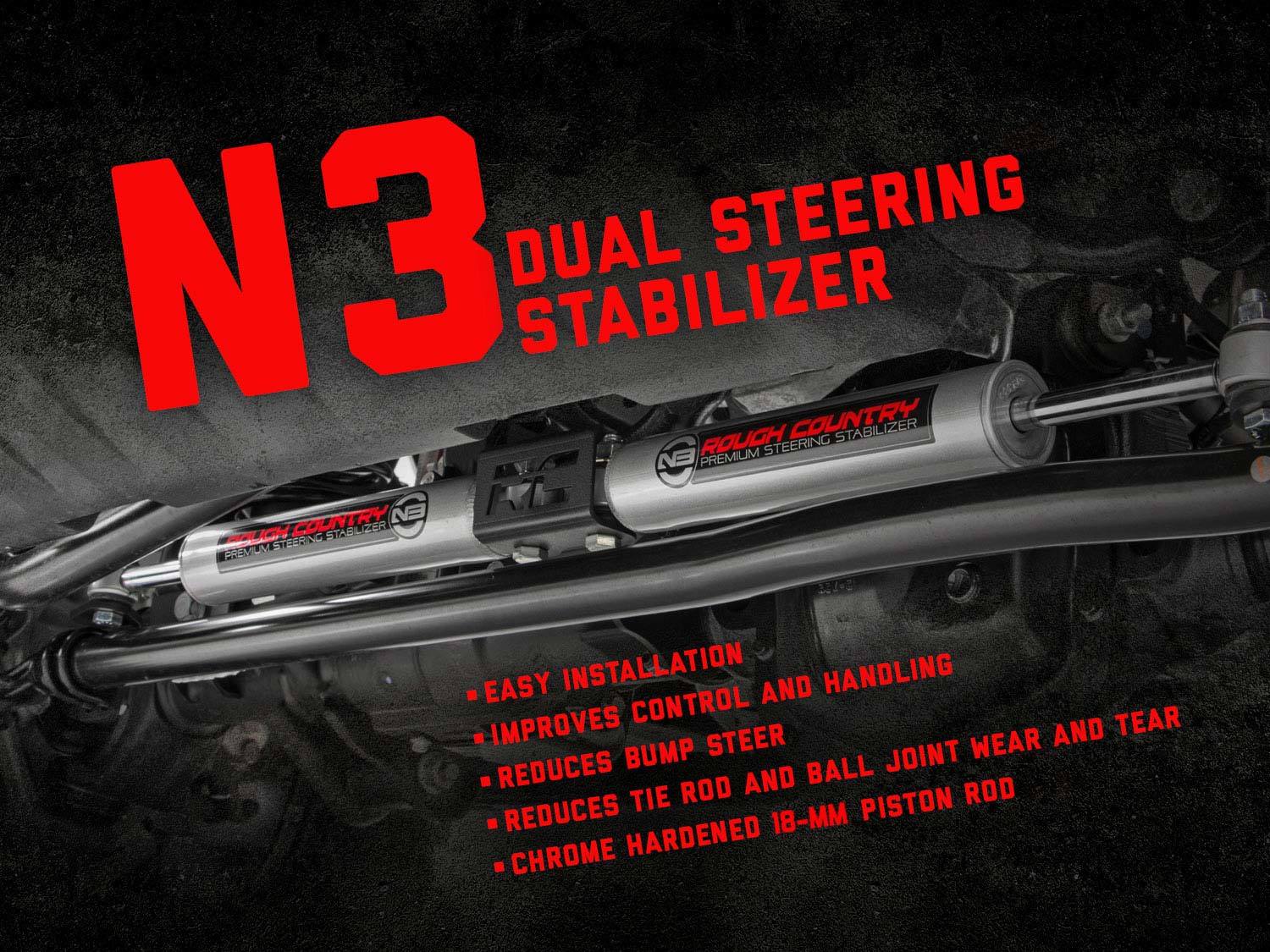 Rough Country Dodge Dual Steering Stabilizer 94-99 Ram 1500 4WD 8732130 - Image 4