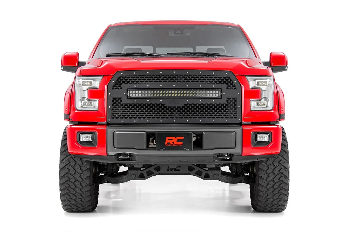 Rough Country Ford Mesh Grille 30" Dual Row Blk Series LED Cool 15-17 F-150 70193DRL - Image 4