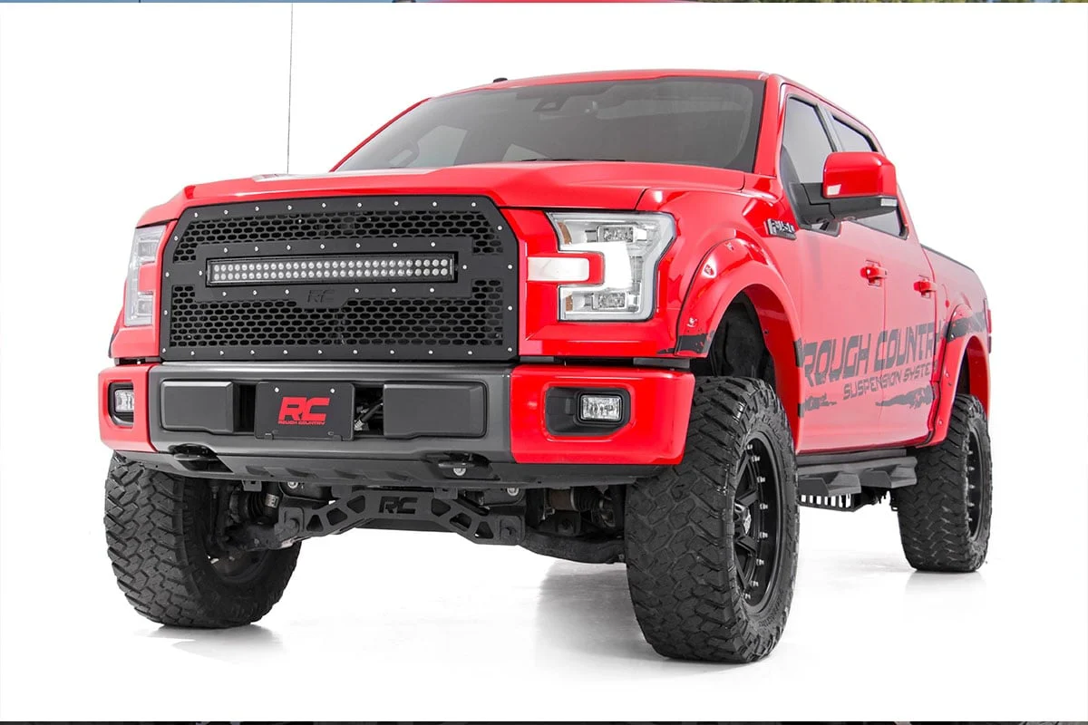 Rough Country Ford Mesh Grille 30in Dual Row Black LED w/Amb RL 15-17 F-150 70193BDA - Image 6