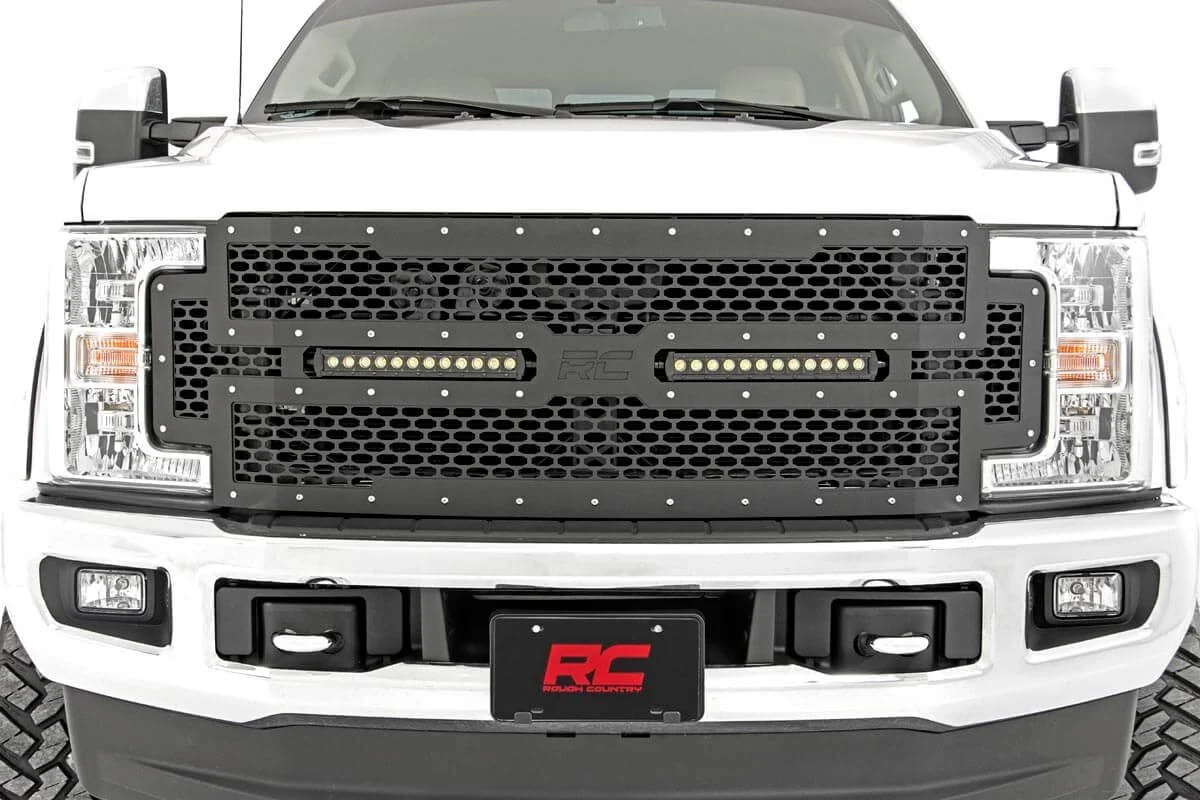 Rough Country Ford Mesh Grille w/Dual 12in Black-Series LEDs 17-19 Sup uty 70216 - Image 5