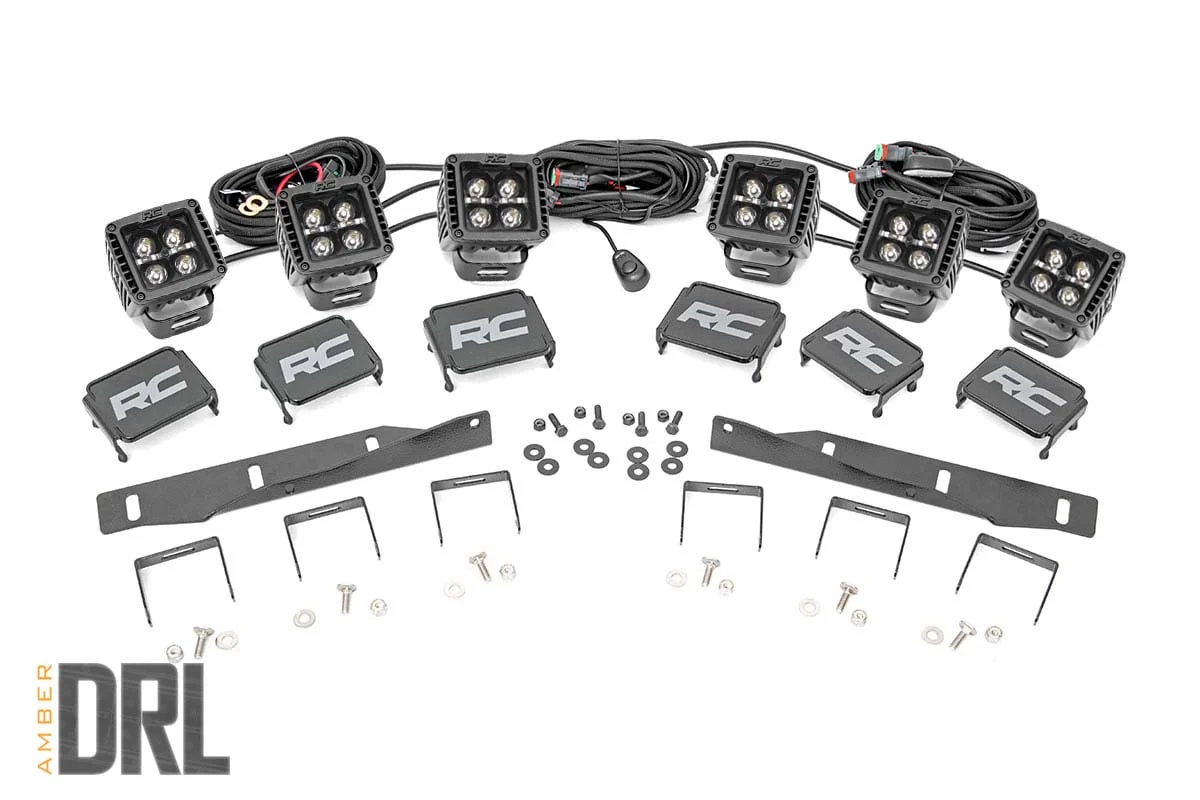 Rough Country Ford Triple LED Fog Light Kit BLK Ser Amb RL 17-20 F150 Raptor 70700DRLA - Image 2