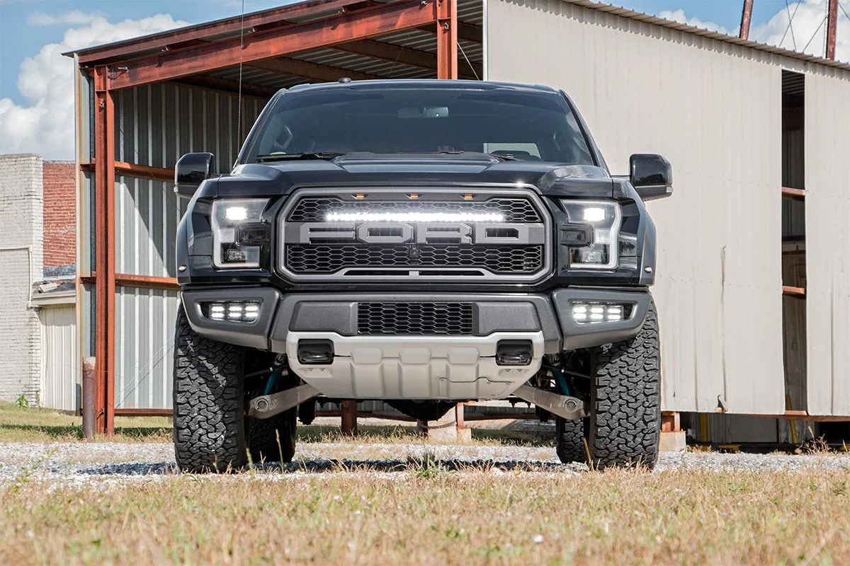 Rough Country Ford Triple LED Fog Light Kit BLK Ser Amb RL 17-20 F150 Raptor 70700DRLA - Image 4