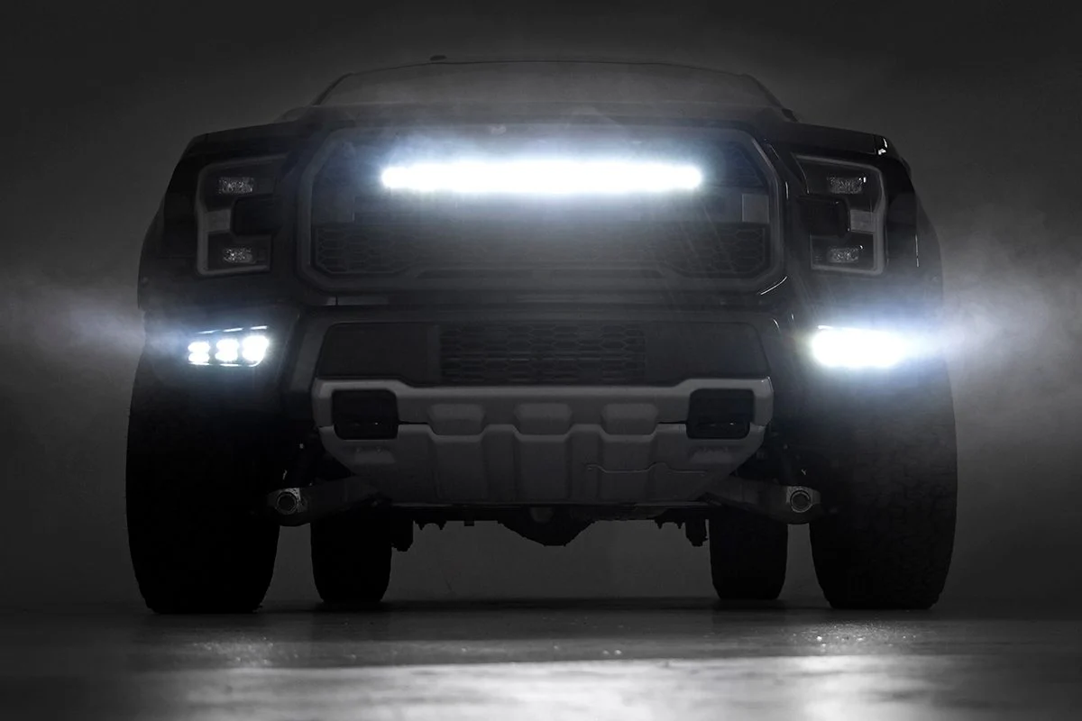 Rough Country Ford Triple LED Fog Light Kit BLK Ser Amb RL 17-20 F150 Raptor 70700DRLA - Image 5