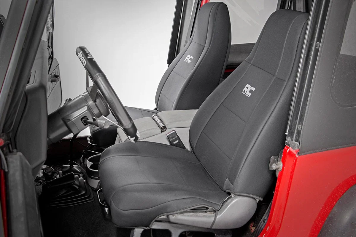 Rough Country Jeep Neoprene Seat Cover Set Black 87-90 Wrangler YJ 91008 - Image 2