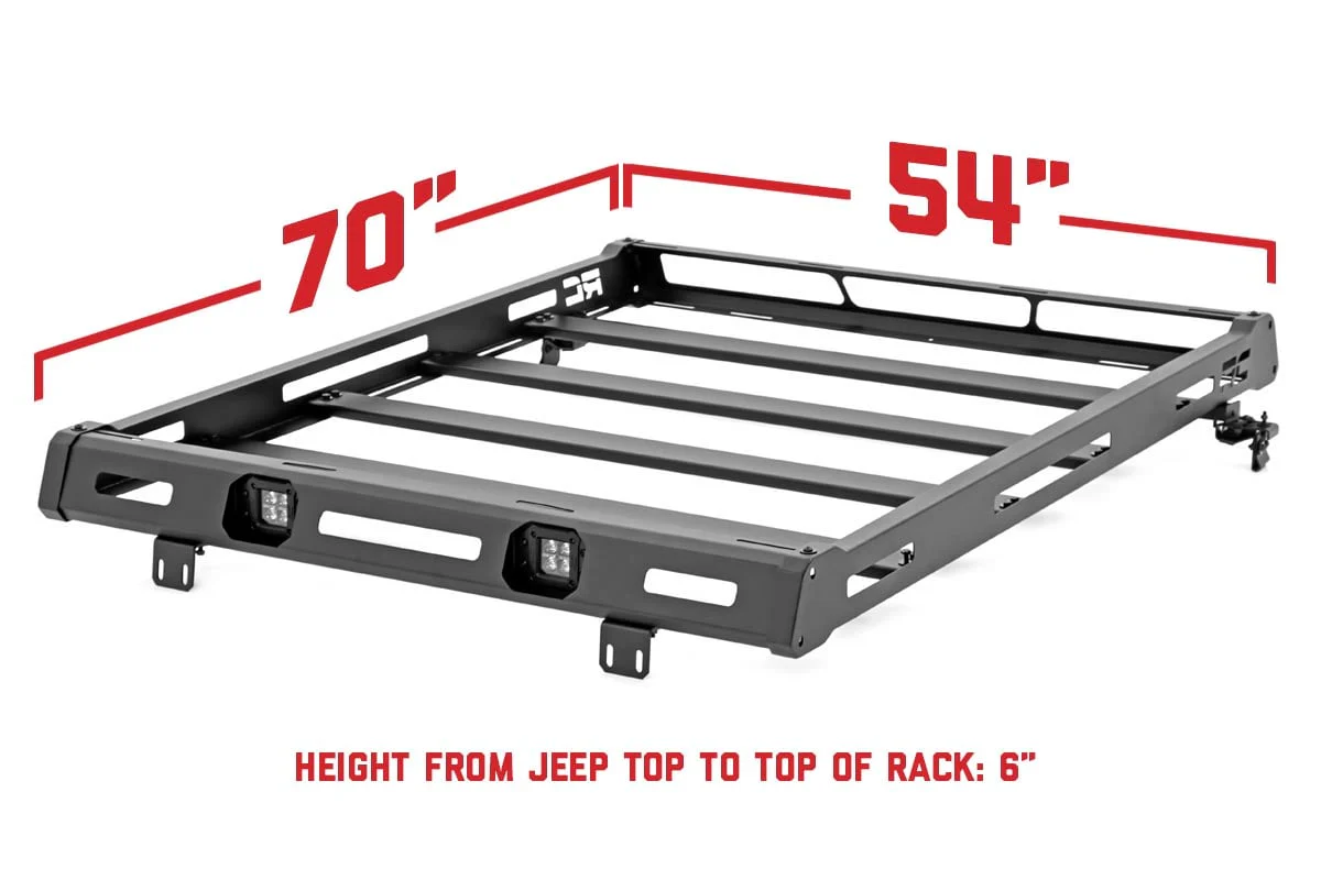 Rough Country Jeep Roof Rack System w/Black-Series LED Lights 07-18 JK 10615 - Image 5