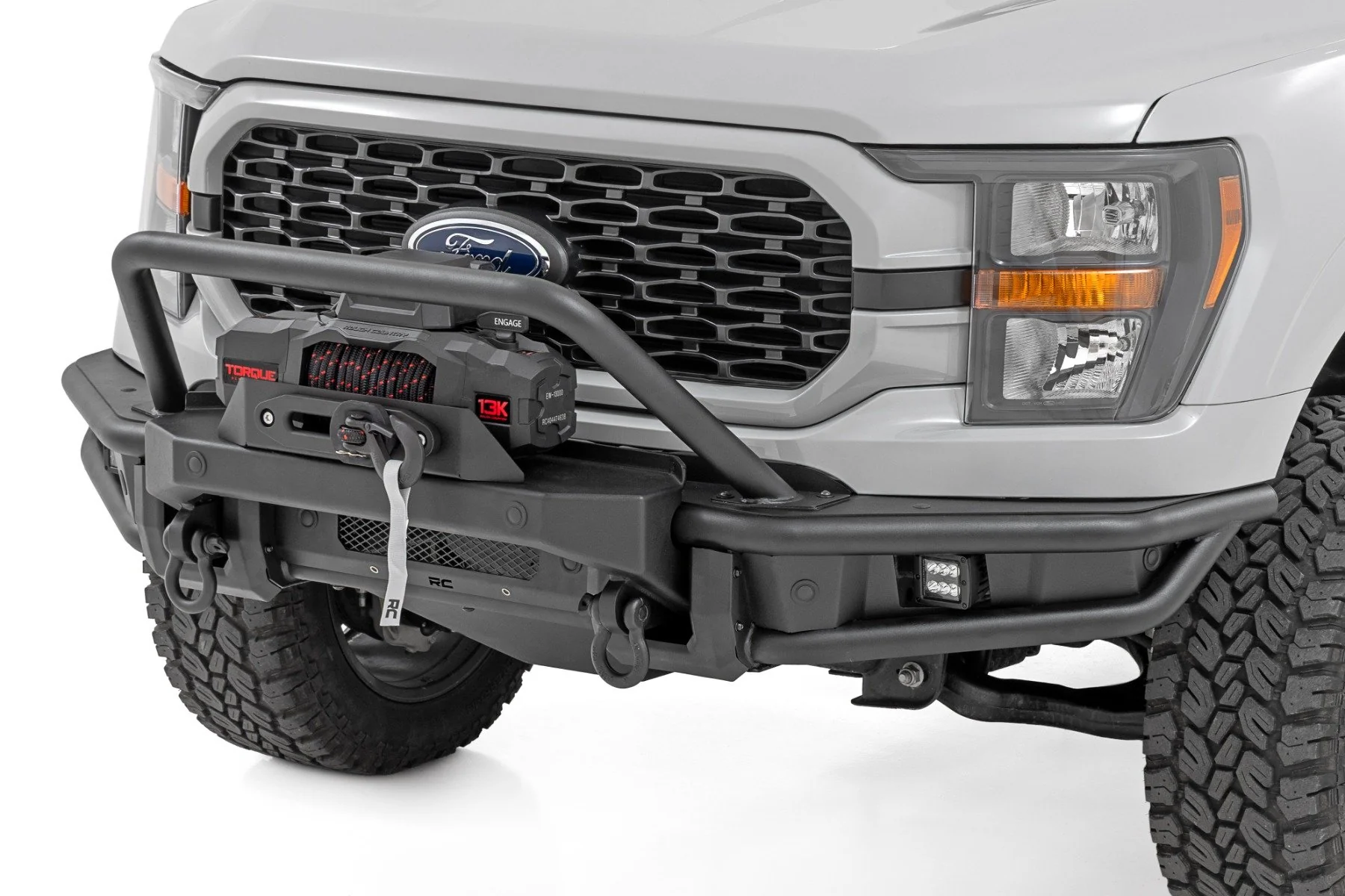 Rough Country Front Bumper | Tubular | Winch Mount | for Ford F-150 2021-2023 51216W