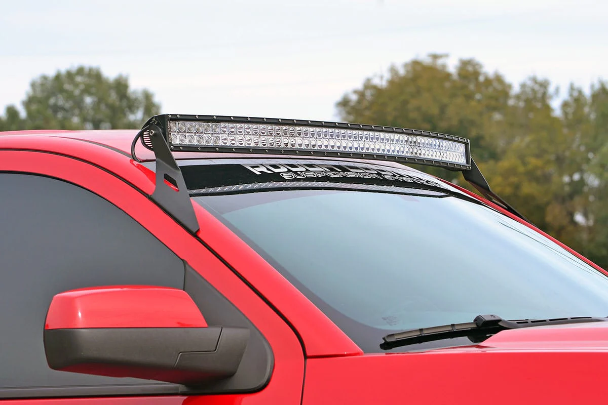 Rough Country GM 54" Curved LED Light Bar Upper Windshield Mounts 14-18 1500 PU 70514