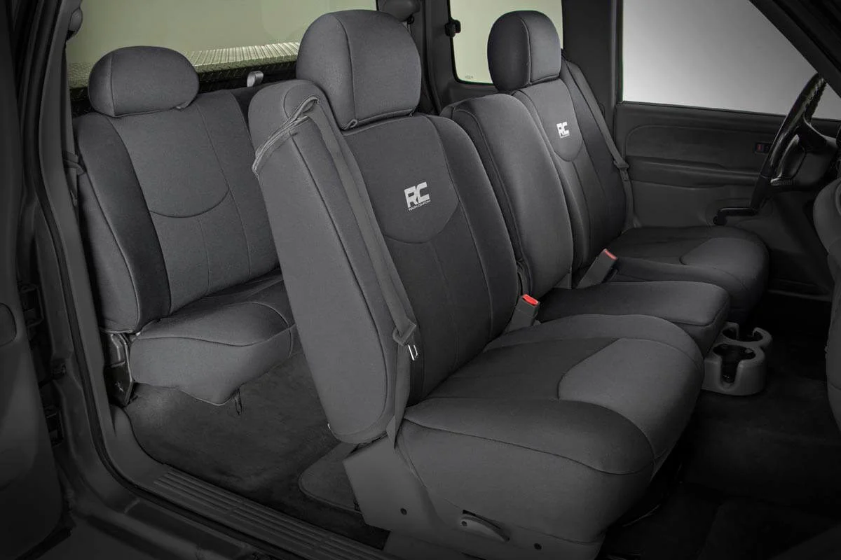 Rough Country GM Neoprene Front & Rear Seat Cover Combo Black 99-06 1500 91019 - Image 4