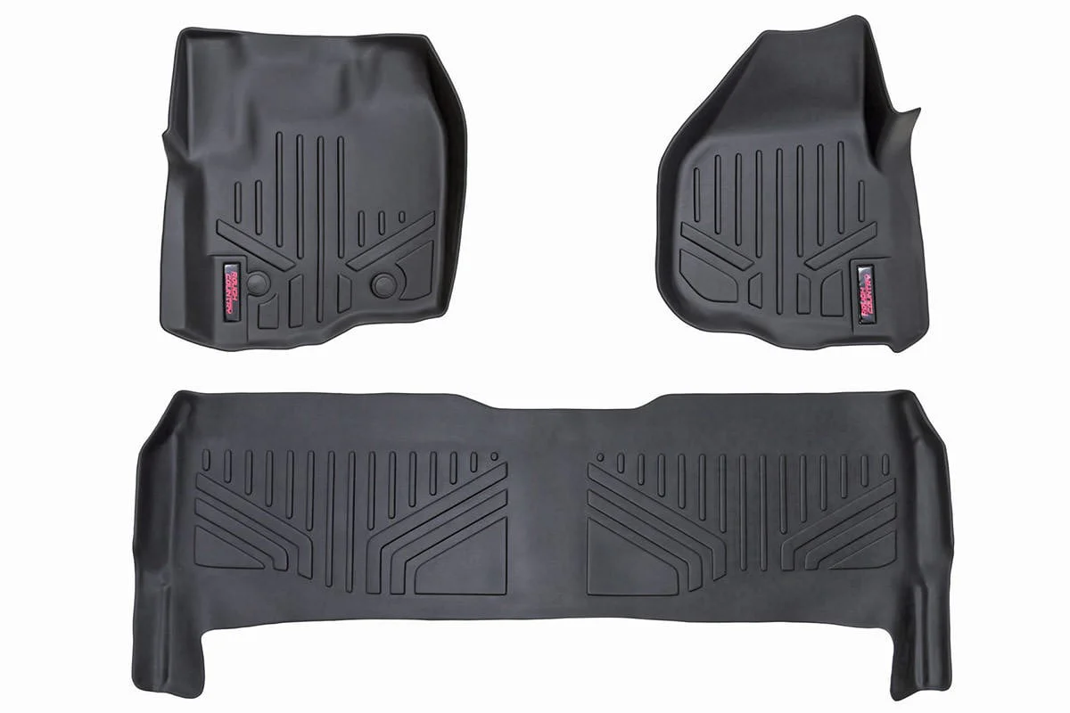 Rough Country HD Floor Mats [F/R]-12-16 for Ford Sup uty Crew Cab Raised Pedal M-51213