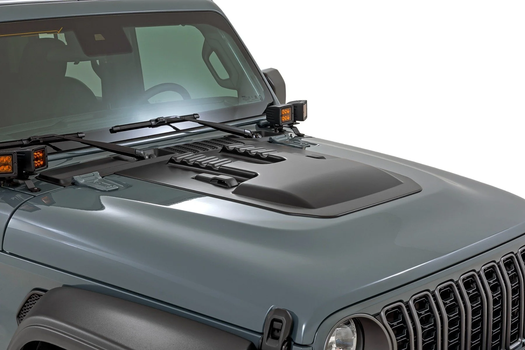 Rough Country Hood Scoop | PW7 Bright White | for Jeep Gladiator JT/Wrangler JL 4WD (2018-2025) HS60010-PW7
