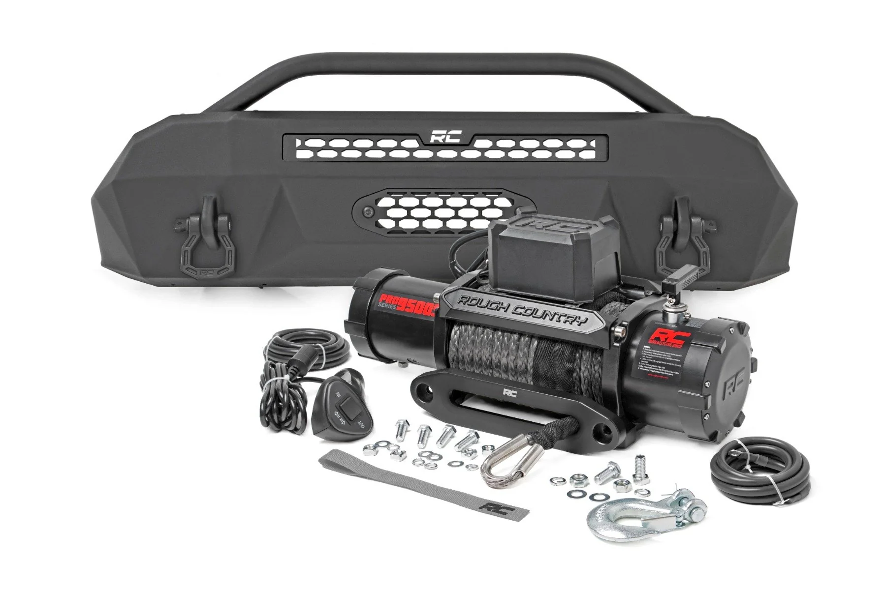Rough Country Hybrid Bumper W/ Winch Synthetic Rope Toyota Tacoma 4WD 16-23 10714