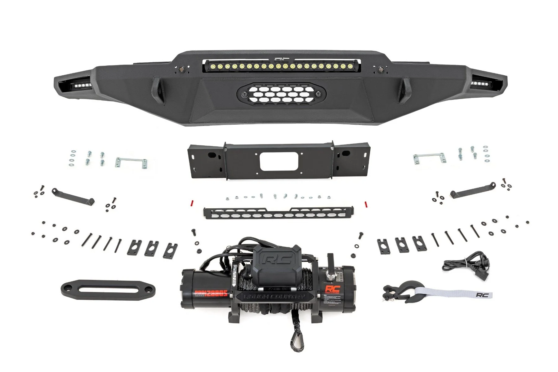 Rough Country Hybrid Front Bumper 12000S Blk LED Toyota Tundra 22-24 72007